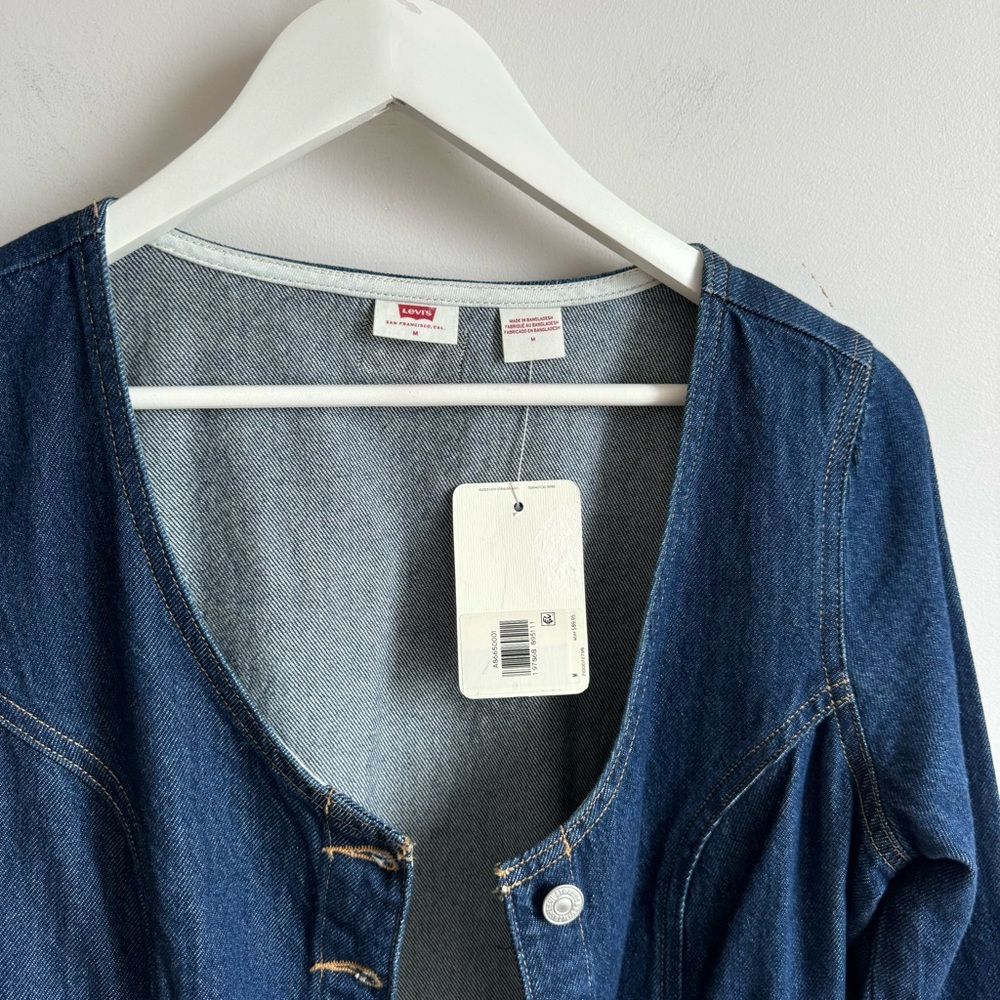 Levi’s Veda Denim Button-Front Dress Size M Cotton Dark Wash - Picture 7 of 15